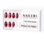 Confezione di press on nails NAILERÌ Berry Cat's Eyes, rosso vinaccia, forma mandorla