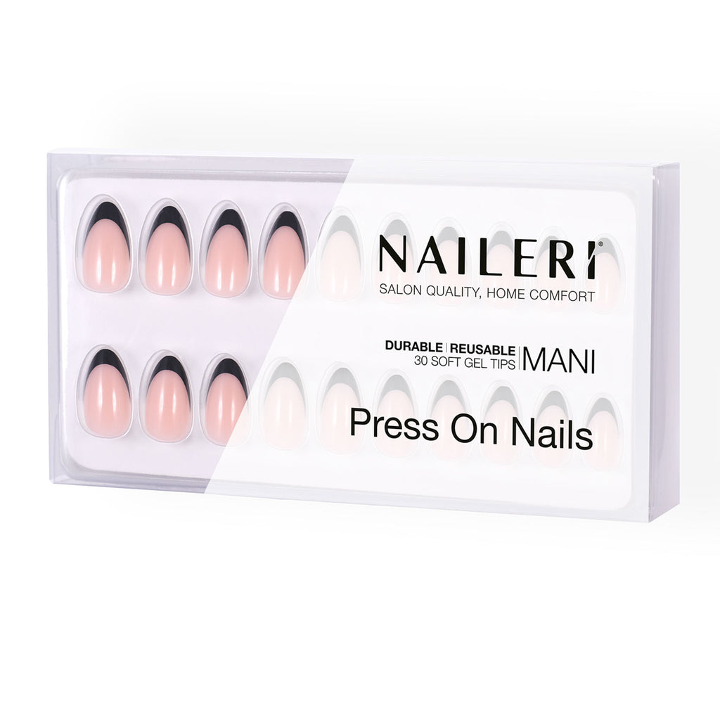 Black French Press On Nails