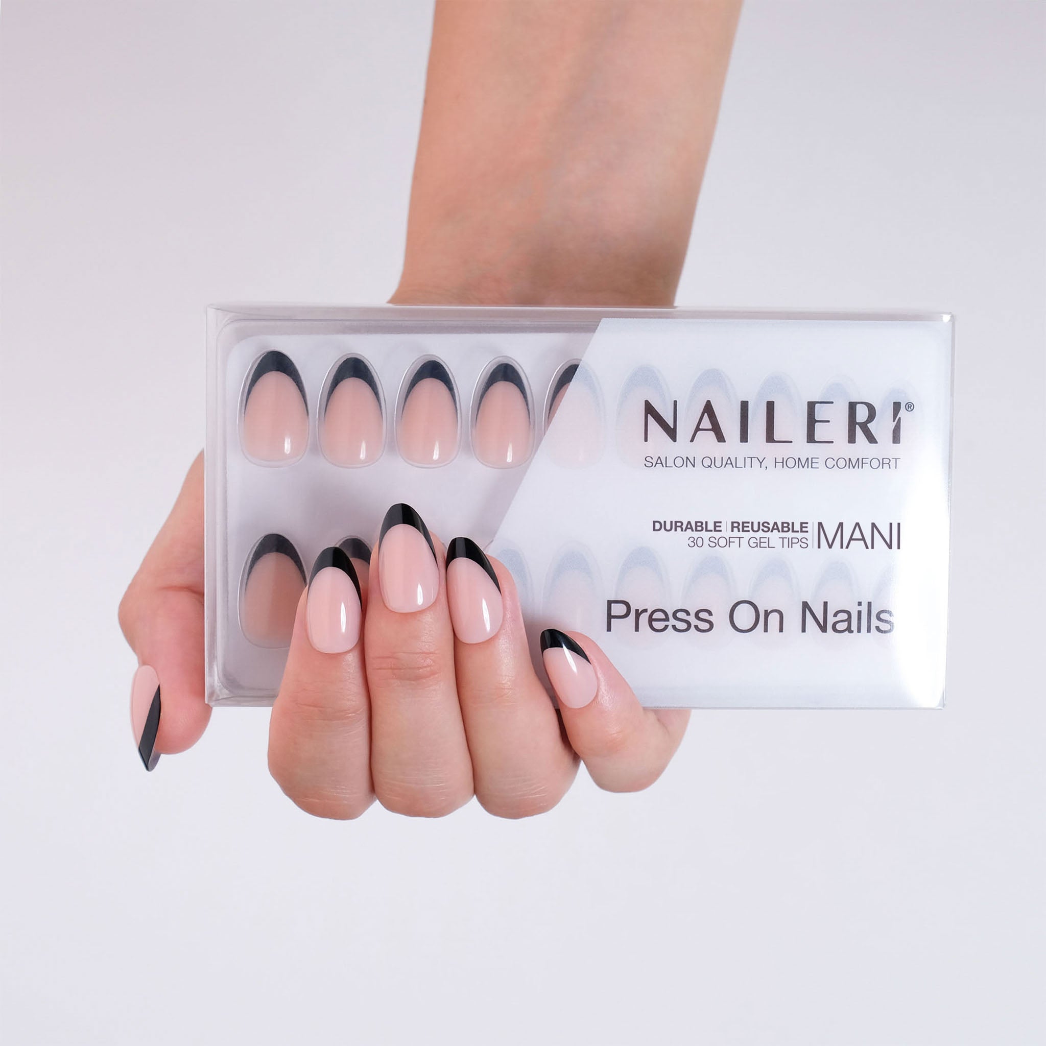Black French Press On Nails