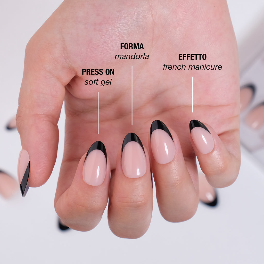 Black French Press On Nails