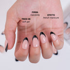 Black French Press On Nails