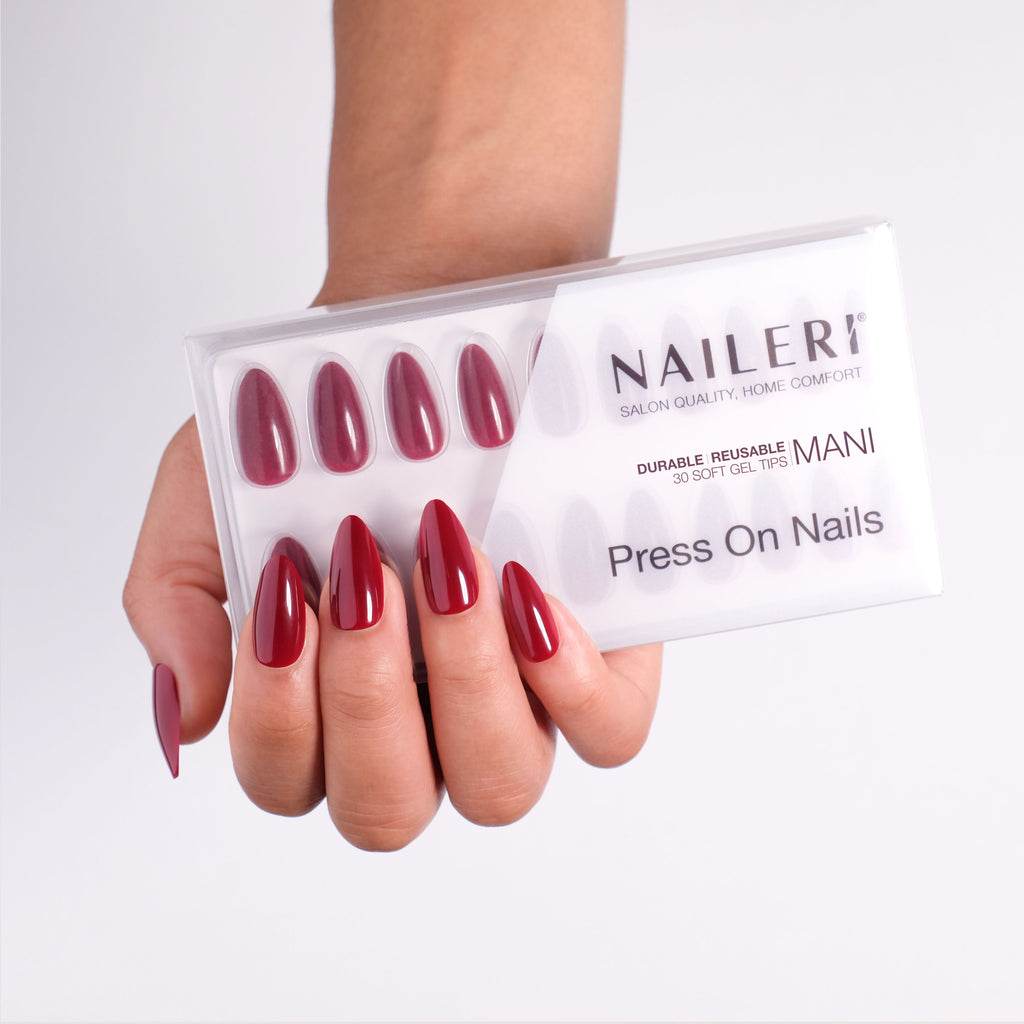 Dark Red Press On Nails