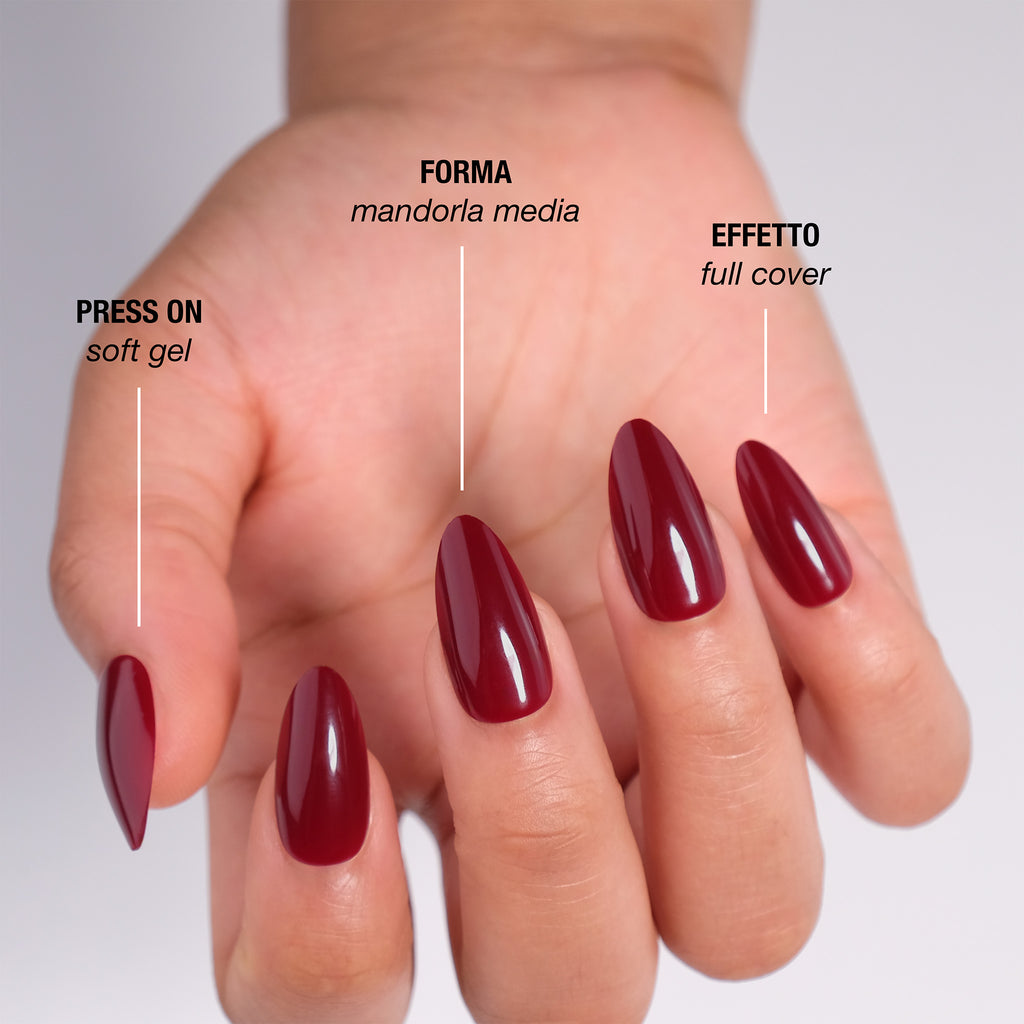 Dark Red Press On Nails