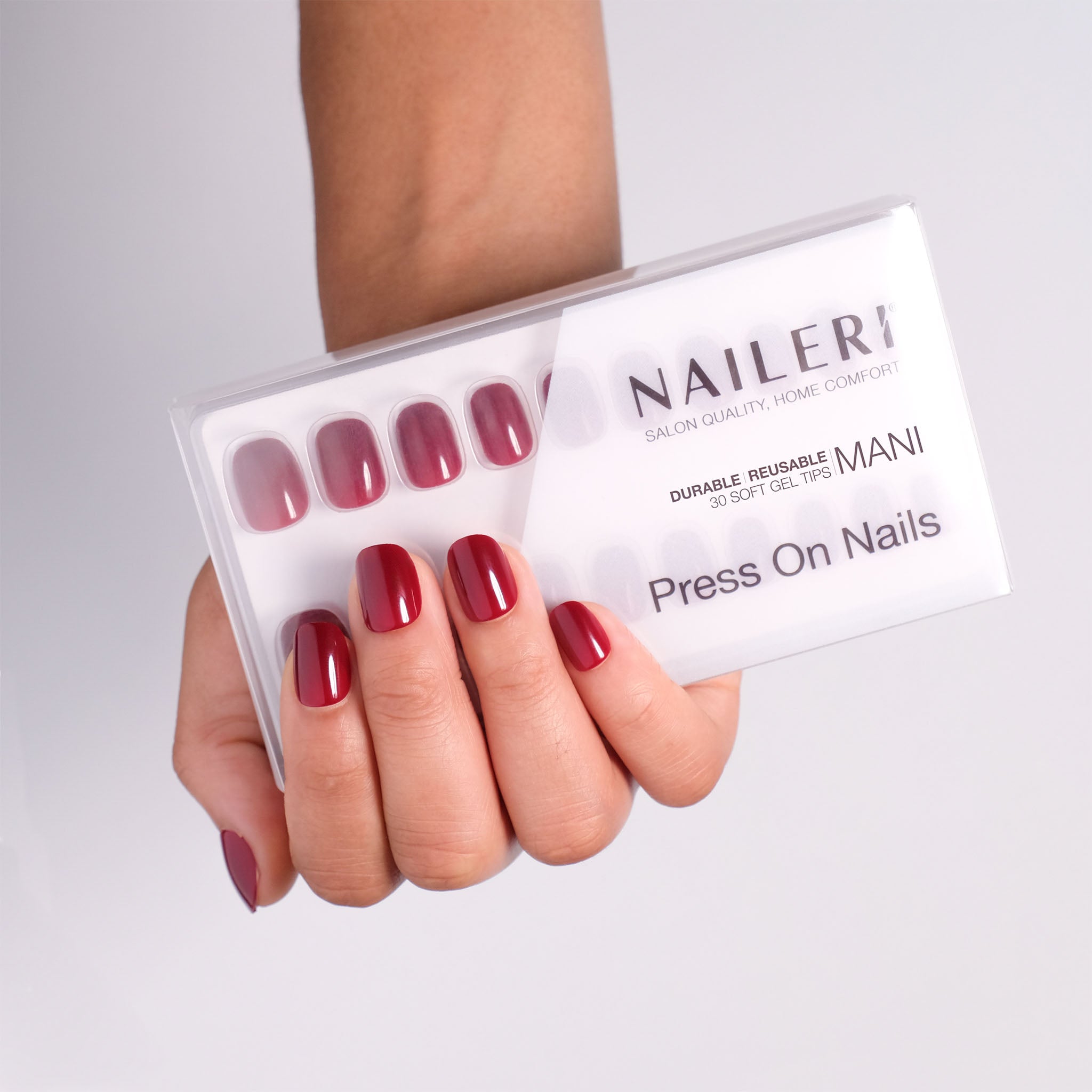 Dark Red Press On Nails