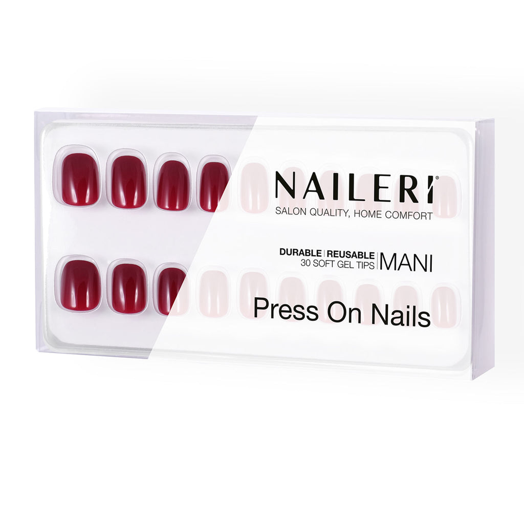 Dark Red Press On Nails