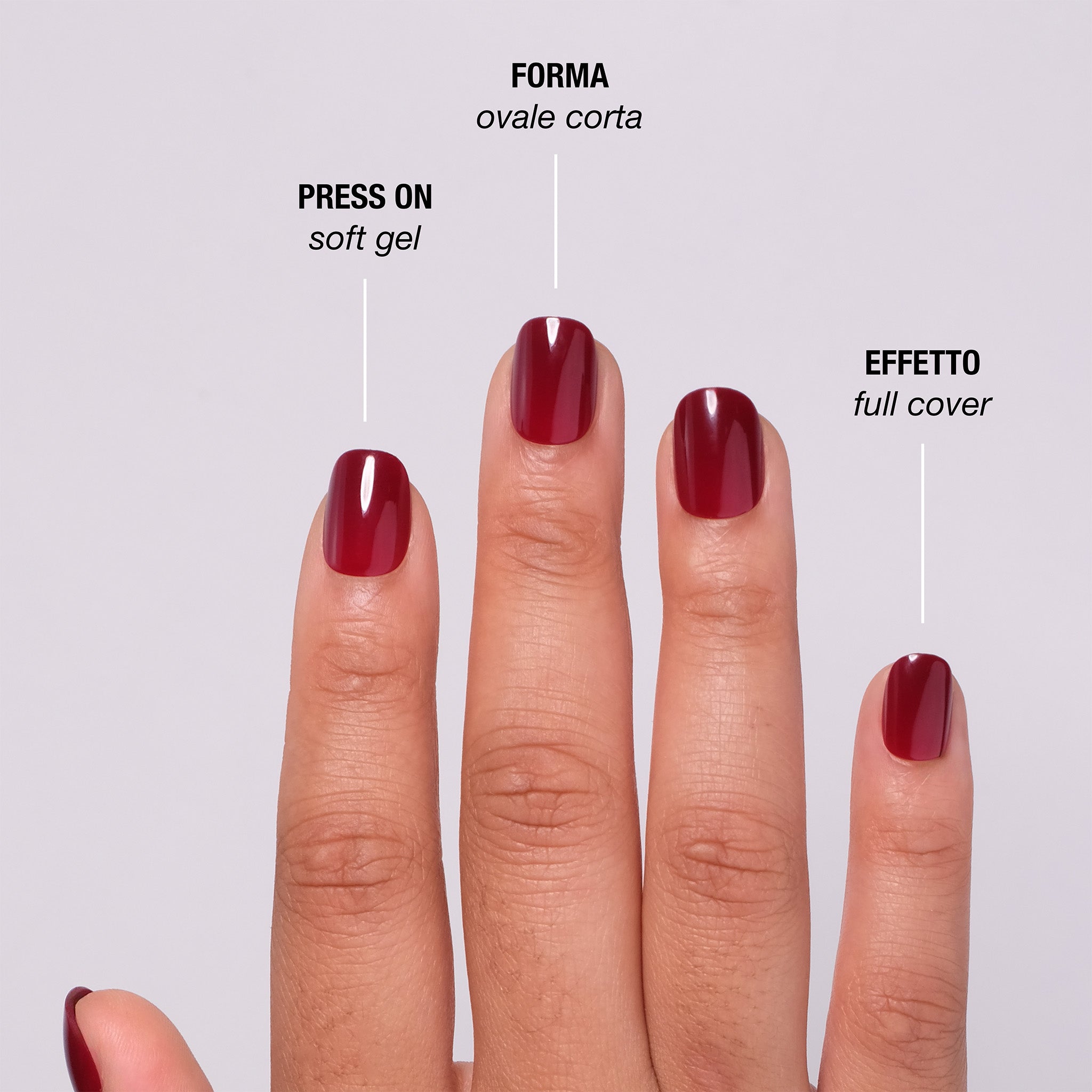 Dark Red Press On Nails