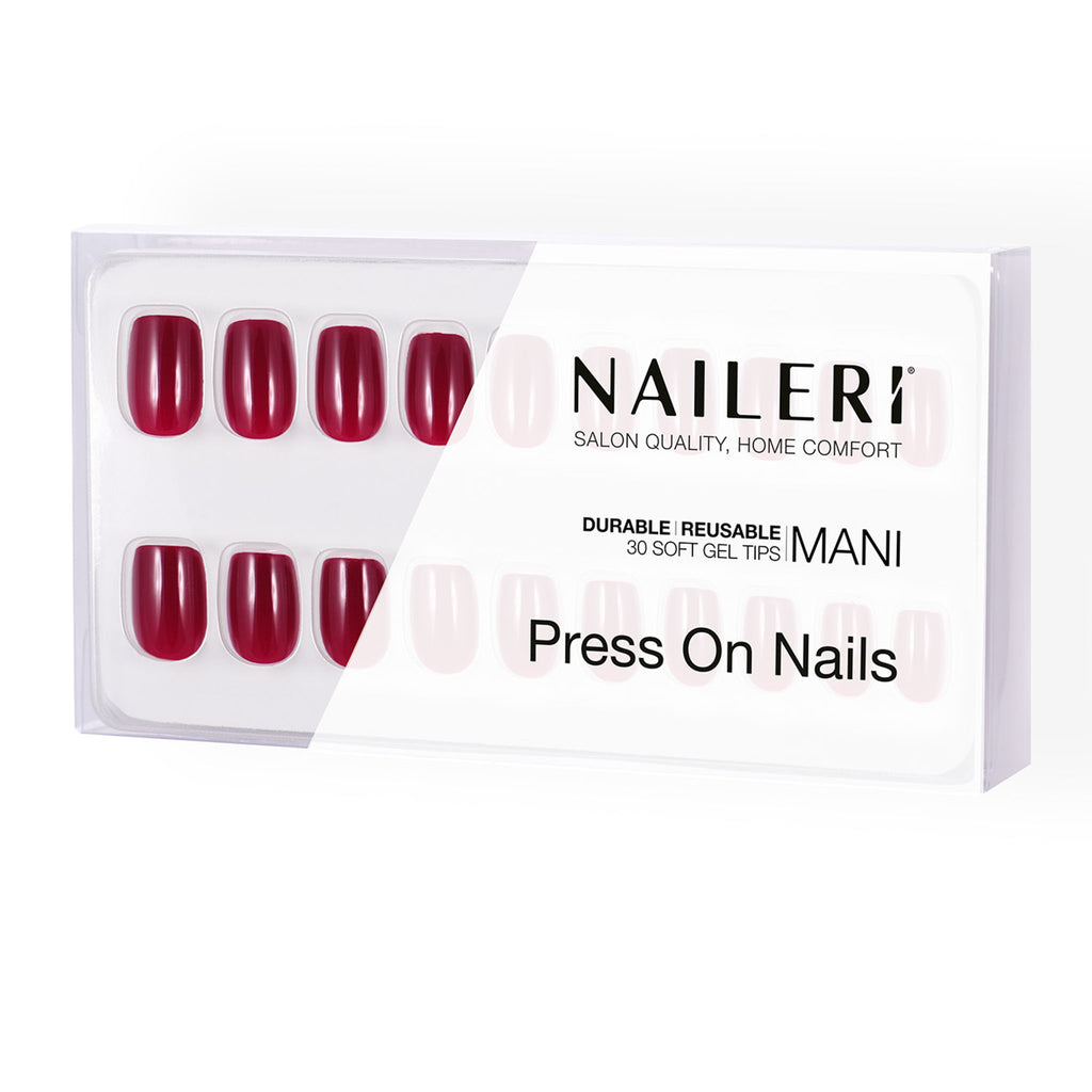 Dark Red Press On Nails