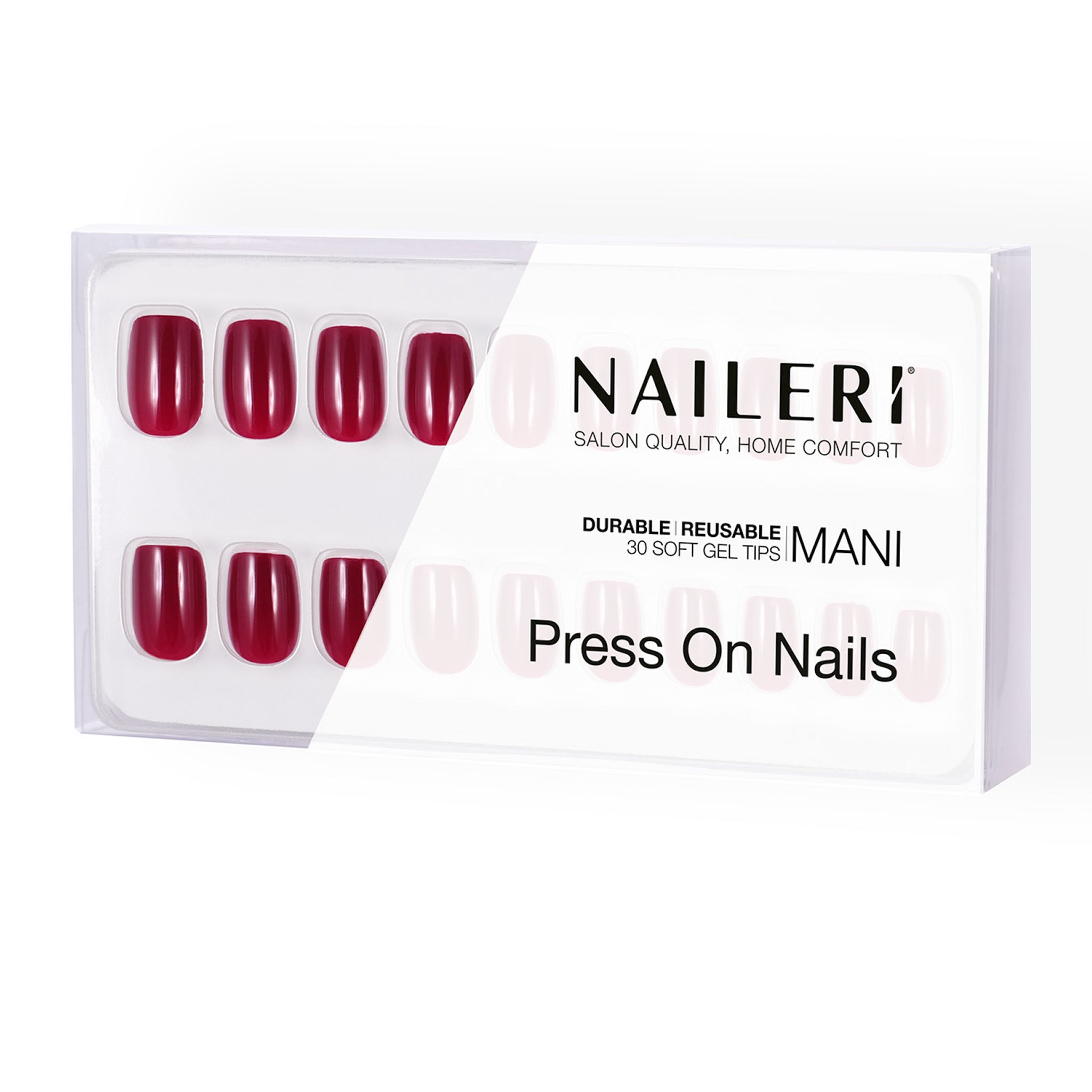 Dark Red Press On Nails