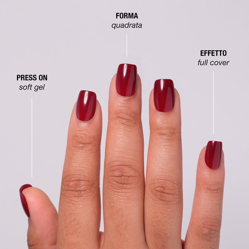 Dark Red Press On Nails