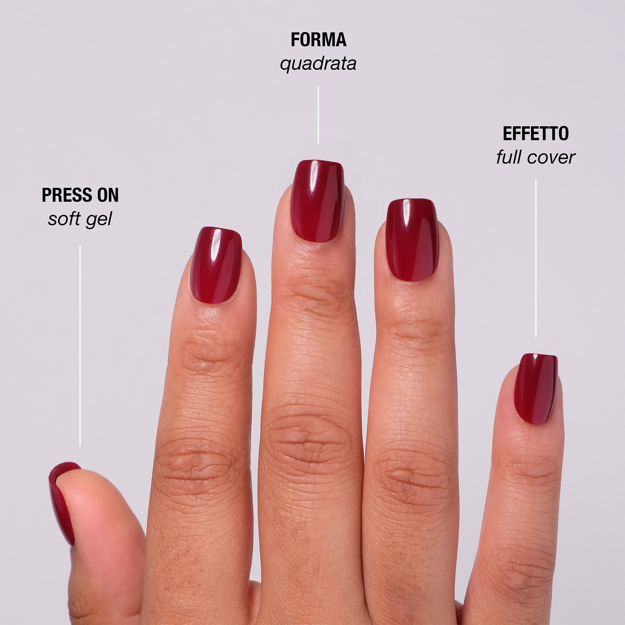 Dark Red Press On Nails