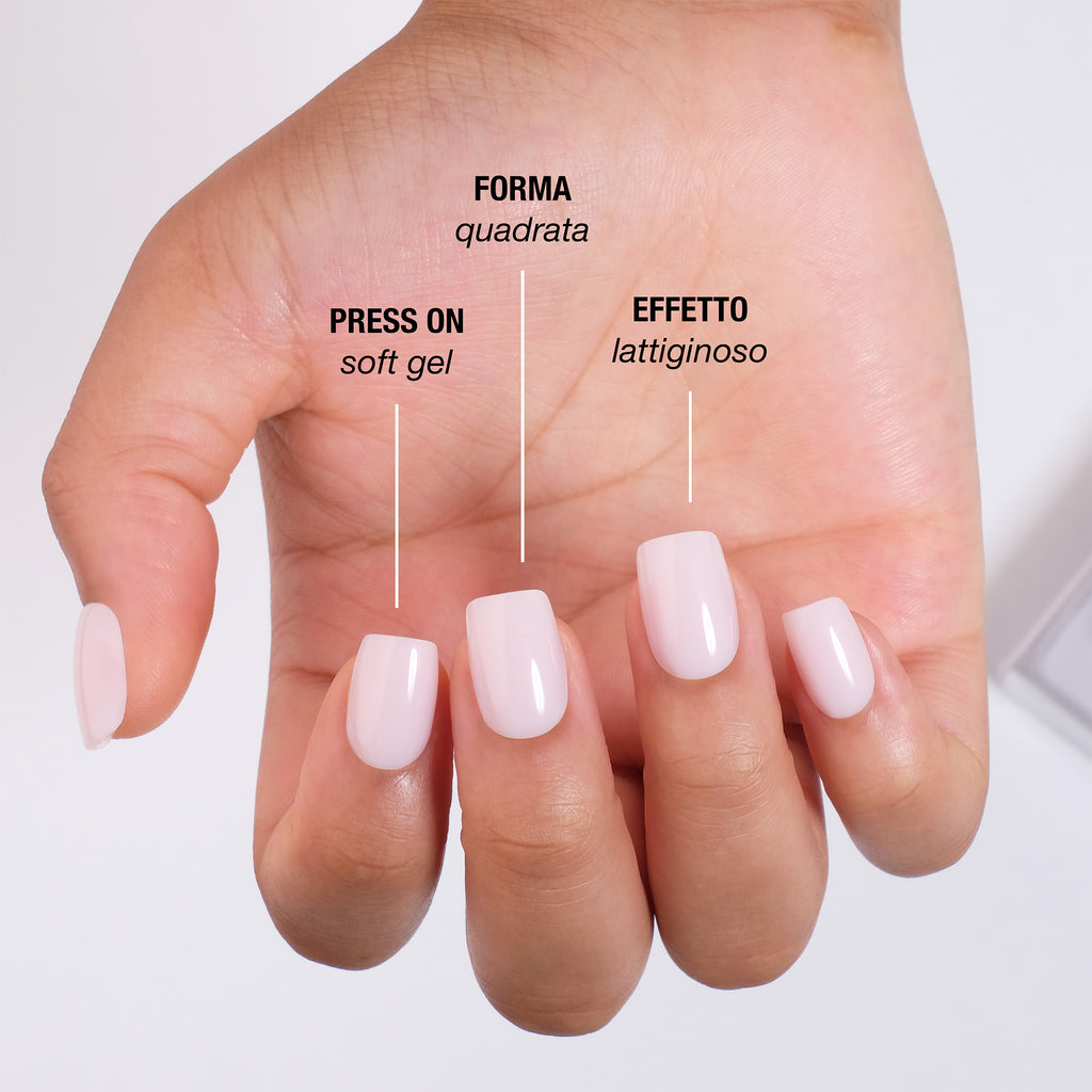 Milky Press On Nails