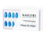 Confezione di press on nails NAILERÌ Pacific Cat's Eyes, blu intenso, forma mandorla