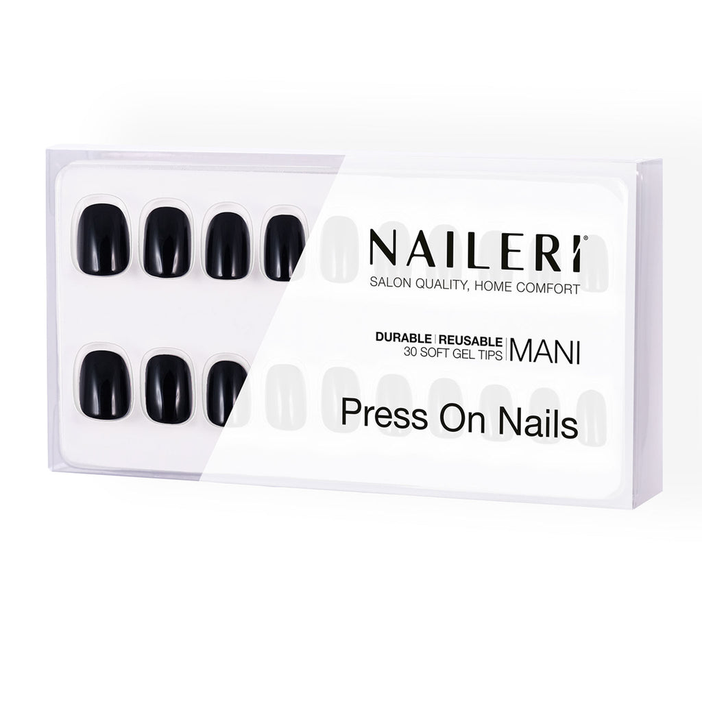 Pure Black Press On Nails