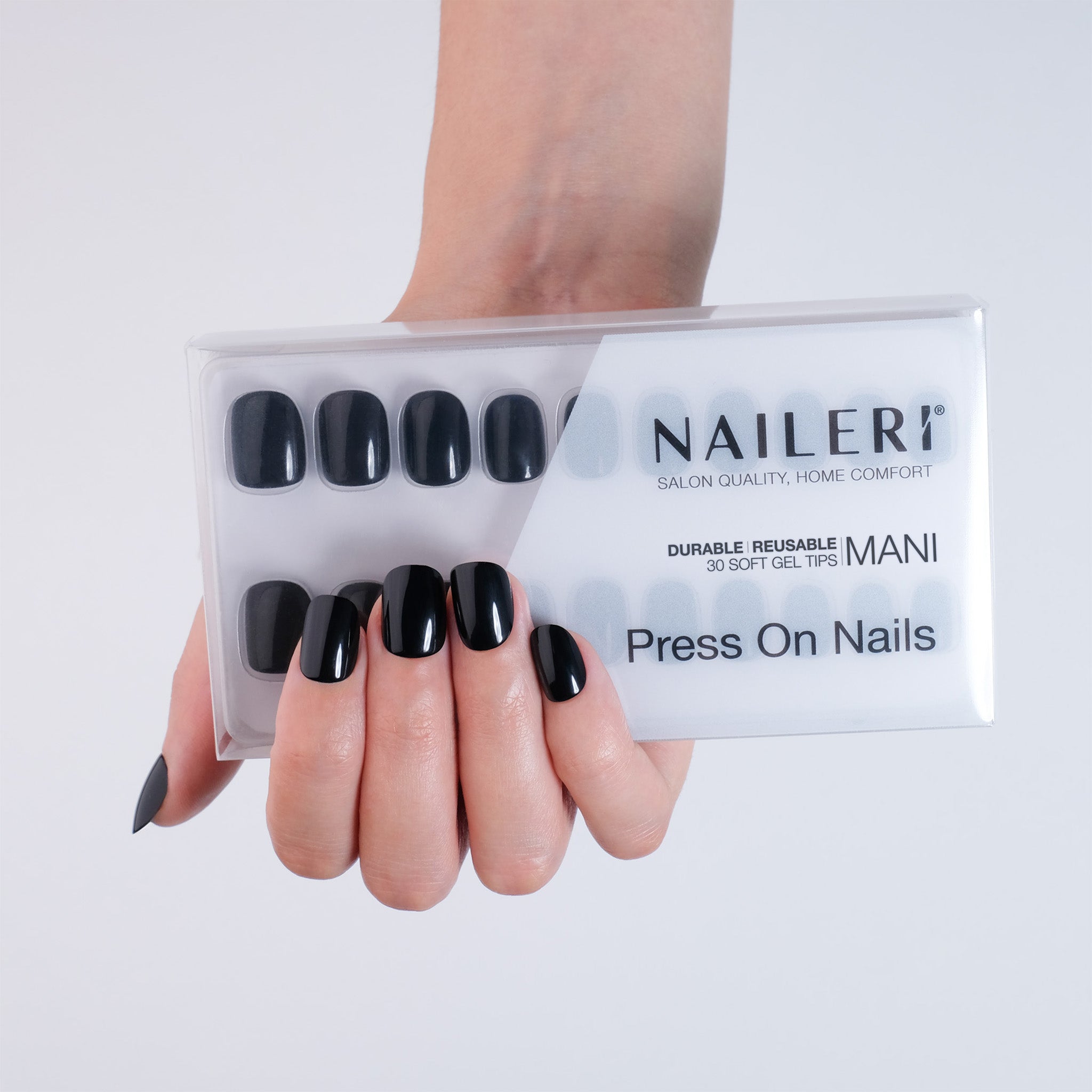 Pure Black Press On Nails