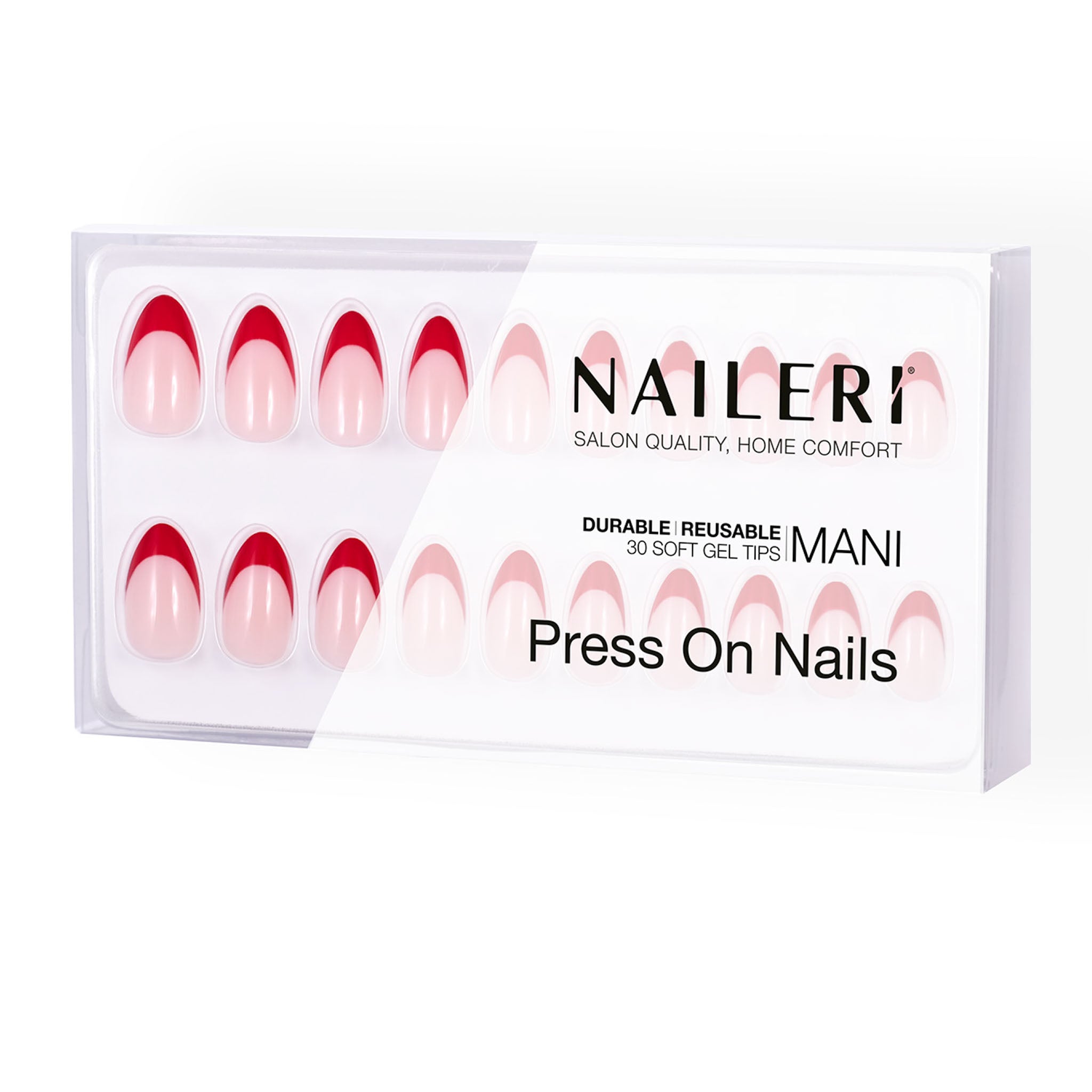 Red French Press On Nails