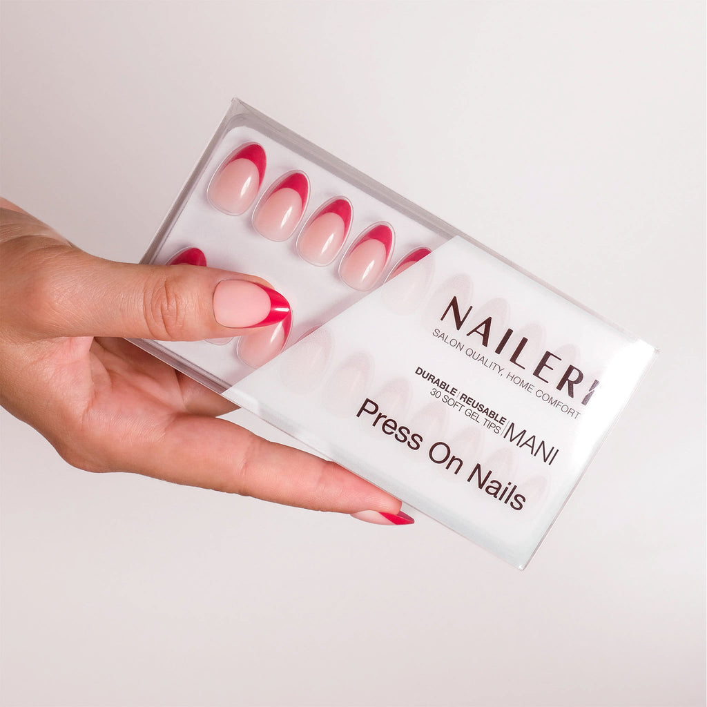 Red French Press On Nails