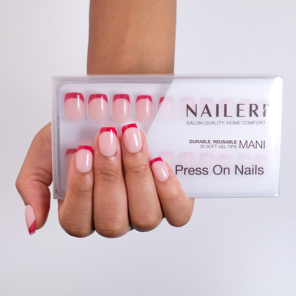 Red French Press On Nails