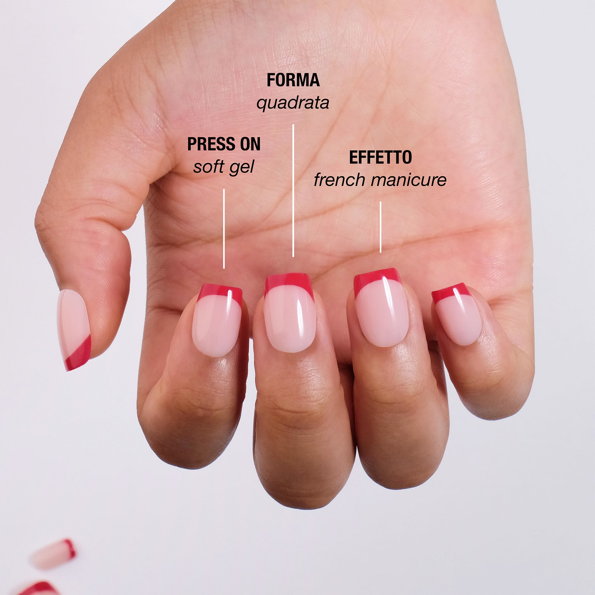 Red French Press On Nails