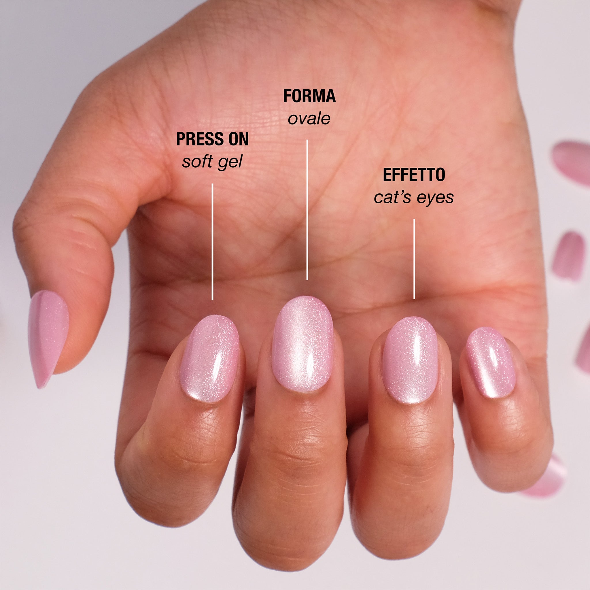 Rose Cat's Eyes Press On Nails