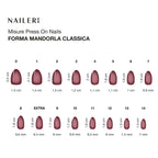 Tabella misure delle press on nails NAILERÌ, forma mandorla