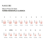 Tabella misure delle press on nails NAILERÌ, forma mandorla