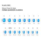 Tabella misure delle press on nails NAILERÌ, forma quadrata