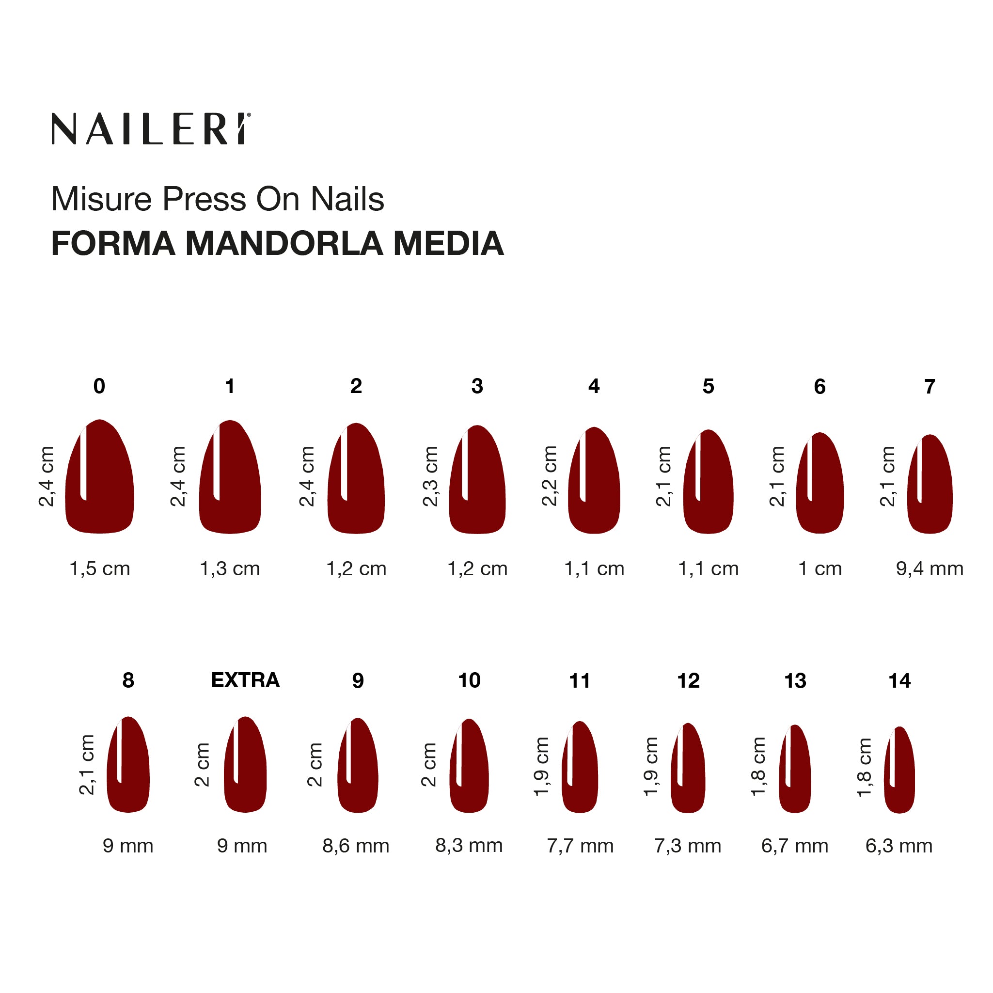 Dark Red Press On Nails