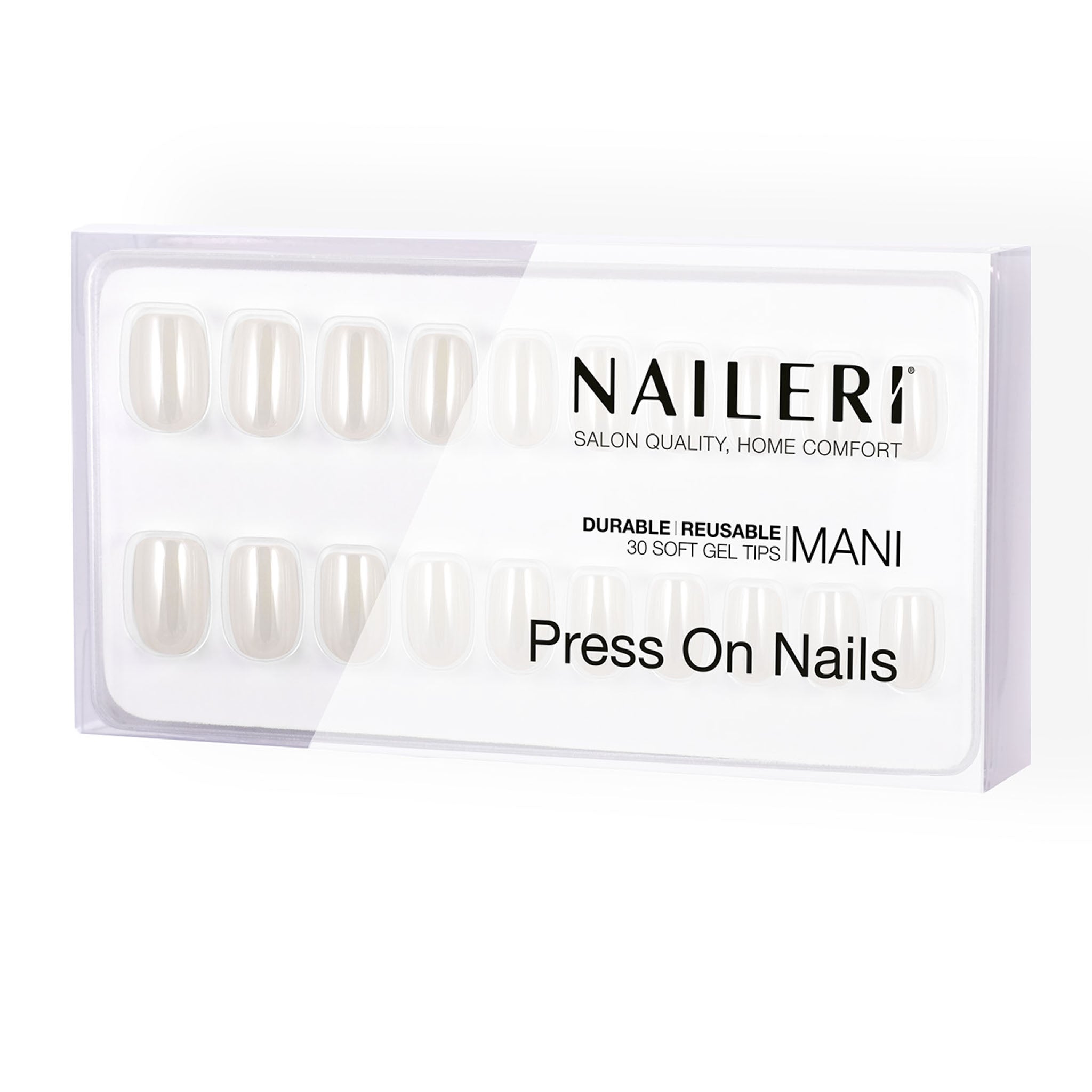 White Glazed Press On Nails