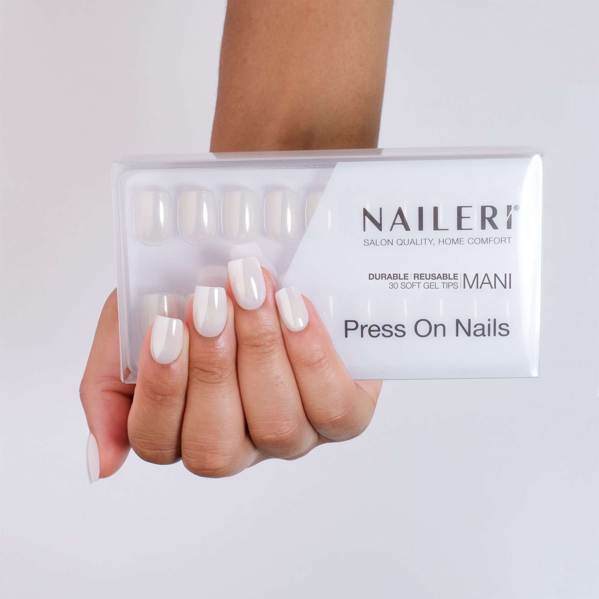 White Glazed Press On Nails