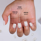 White Glazed Press On Nails