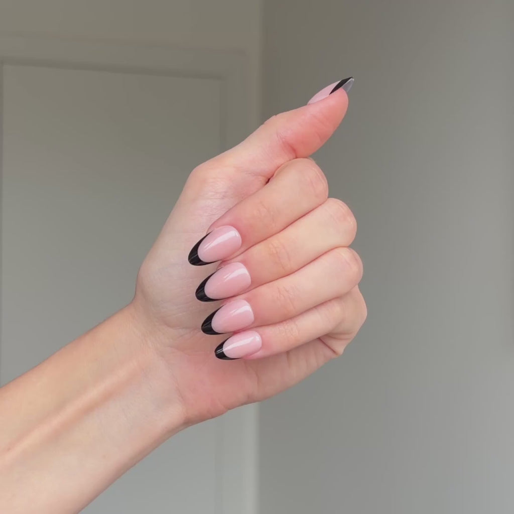 Black French Press On Nails