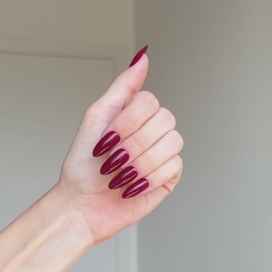 Dark Red Press On Nails
